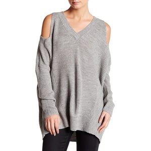 Gray Cold Shoulder Sweater